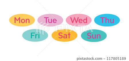 Days of the week word. 7 days for sticker, planner, schedule and tape Days of the week word. 7 days for sticker, planner, schedule and tape 117805189