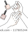 Hands with nail polish: nude, beige, greige Hands with nail polish: nude, beige, greige 117805244