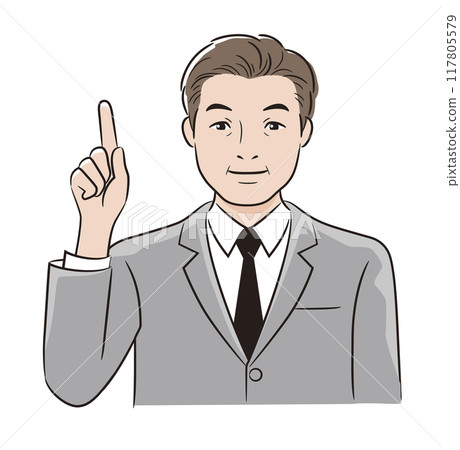 線條畫人商人向上指著 117805579