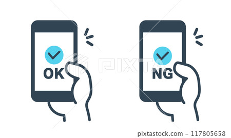Illustration of making cashless payment with a smartphone 117805658
