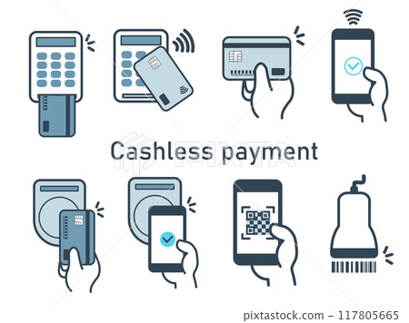 無現金支付各種支付方式插圖集 117805665