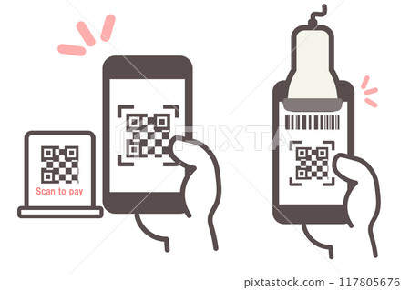 Cashless payment, OR code, barcode payment Cashless payment, OR code, barcode payment 117805676