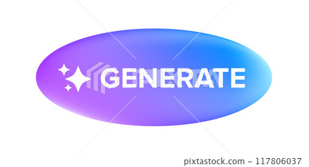 AI generated ultraviolet neon button for artificial intelligence generate app vector design. Artificial intelligence generate button for web application and AI generation online tool UI 117806037