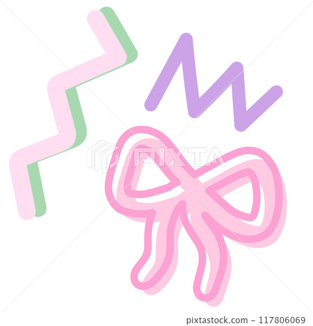 Illustration of pink ribbon for decoration, sticker, tattoo, cute patches, shirt print, women fashion, girly element, print, poster, post card, sign, symbol, cute element, brooch, confetti, lifestyle Illustration of pink ribbon for decoration, sticker, tattoo, cute patches, shirt print, women fashion, girly element, print, poster, post card, sign, symbol, cute element, brooch, confetti, lifestyle 117806069
