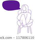 girl says sitting in a chair. Doodle. 117806110