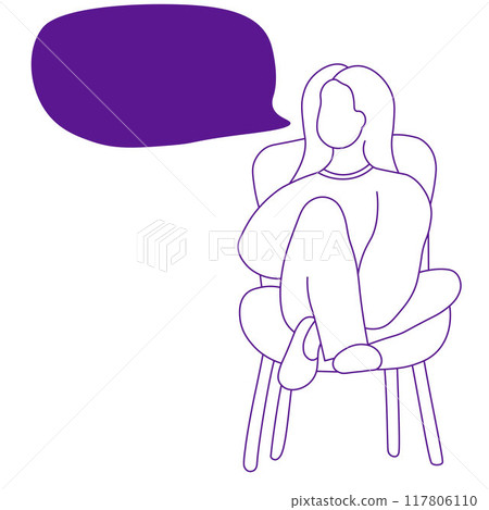 girl says sitting in a chair. Doodle. girl says sitting in a chair. Doodle. 117806110