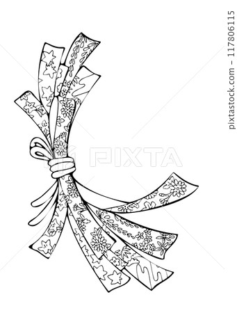 Bundled Noshi with traditional Japanese patterns, monochrome 117806115