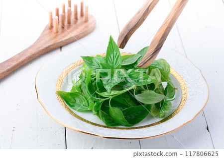 Basil on a plate Basil on a plate 117806625