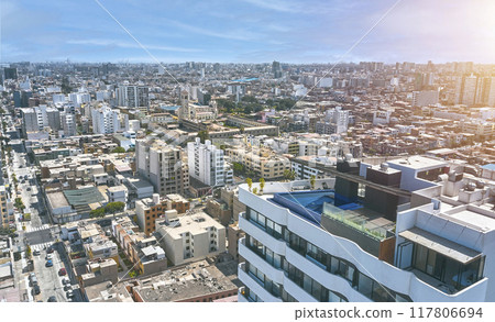 A summer space in a big concrete city, Oasis of urban relaxation. summer concept 117806694