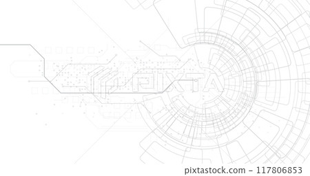 Abstract Digital electric circuit circle background. 117806853