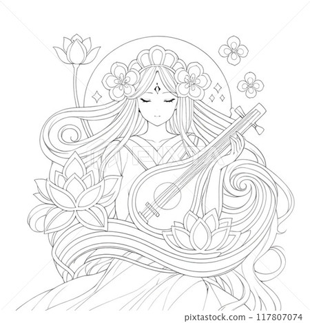 A coloring book of Benzaiten that will increase joy in children's hearts while they play. A coloring book of Benzaiten that will increase joy in children's hearts while they play. 117807074