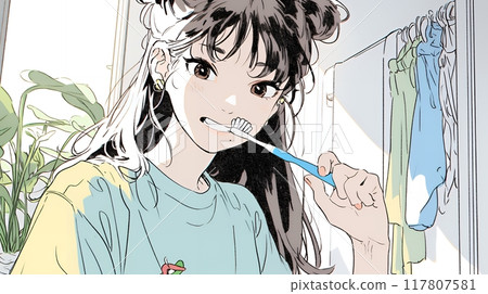 刷牙很重要：養成刷牙的習慣。預防蛀牙周 117807581