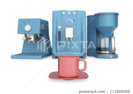 Coffee cup in front of coffee machines 117808098