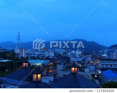 Evening view of Sanbashi-dori 5-chome Station and Kochi Port (Twilight time in Kochi during the rainy season) 117808200