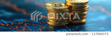 Stacked Bitcoin Coins on Digital Financial Chart Representing Cryptocurrency Market Trends and Investment Stacked Bitcoin Coins on Digital Financial Chart Representing Cryptocurrency Market Trends and Investment 117808373