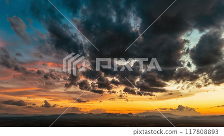 beautiful sunset with a cloudy sky 117808893