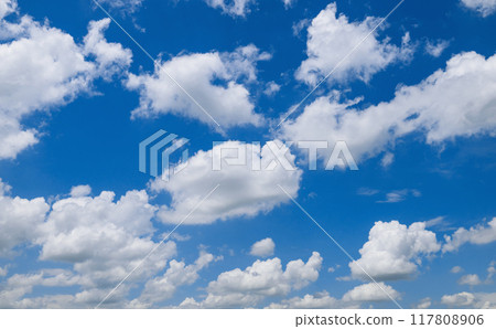 The sky is blue with many clouds 117808906