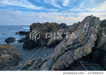 Traces of crustal movement seen in strange rock formations on the coast of Cape Muroto in Kochi Prefecture Traces of crustal movement seen in strange rock formations on the coast of Cape Muroto in Kochi Prefecture 117808923