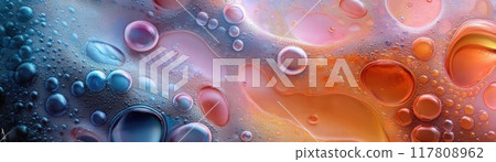Abstract Colorful Oil and Water Bubbles Background with Vibrant Gradient Hues 117808962