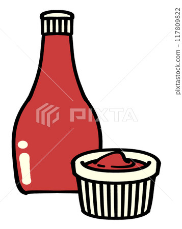 沾盤中番茄醬的插畫素材 117809822