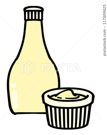 Illustration material of ketchup in a dip dish 117809825