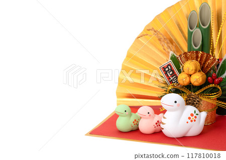 Year of the Snake New Year's material: snake parent and child and Kadomatsu New Year's decoration 117810018