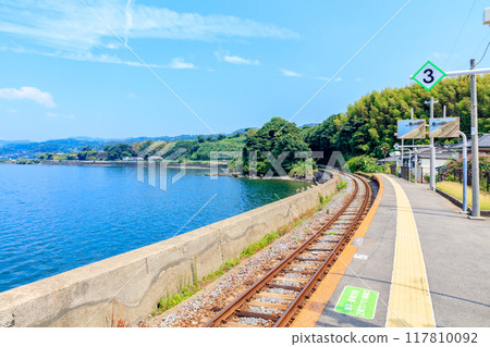 Chiwata Station in summer, Higashisonogi District, Nagasaki Prefecture Chiwata Station in summer, Higashisonogi District, Nagasaki Prefecture 117810092