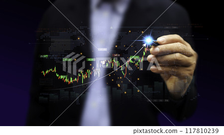 Stock Funding, coins graphed. Business success investment stock wealth concept. Coin graphs show increasing inflation. Coin graphs show increasing inflation. stock market volatility.. 117810239