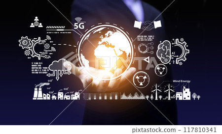 AI(artificial intelligence) network technology connects wireless devices around the world. AI technology is essential to business in the digital world. Futuristic virtual screen interface technology AI(artificial intelligence) network technology connects wireless devices around the world. AI technology is essential to business in the digital world. Futuristic virtual screen interface technology 117810341