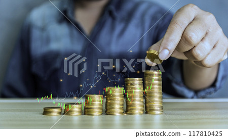 gold money coin background are laid in graph.Business success concept wealth stock investment.Business in the digital age.Digital transformation for next generation technology. concept saving money.. gold money coin background are laid in graph.Business success concept wealth stock investment.Business in the digital age.Digital transformation for next generation technology. concept saving money.. 117810425