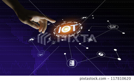 businessman sit and work on information technology networks internet connection Wireless devices around the world Information technology is essential for businesses in a digital world.. 117810620