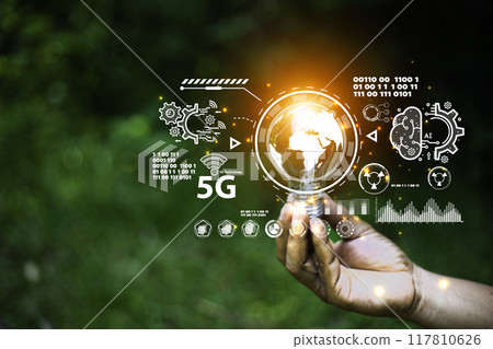 Businessman Touching Bulb.Concept of Ideas for success.Concept with innovation inspiration.Success start from new ideas to innovative technology relying on information from the internet big data Businessman Touching Bulb.Concept of Ideas for success.Concept with innovation inspiration.Success start from new ideas to innovative technology relying on information from the internet big data 117810626