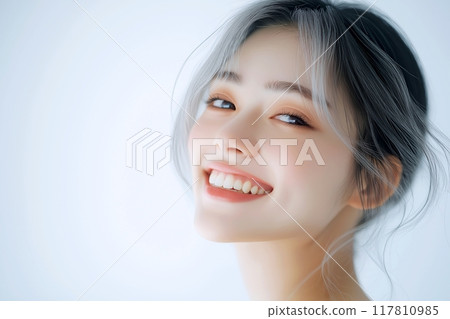 Beautiful silver-haired woman/hair color "AI generated image" 117810985