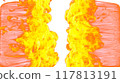 3d illustration. Tongues of flame from two sides on a white background.  117813191