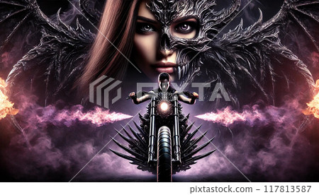 A female rider on a demon-possessed bike A female rider on a demon-possessed bike 117813587