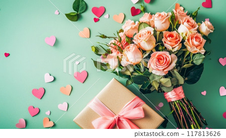 A bouquet and gift set made with love A bouquet and gift set made with love 117813626