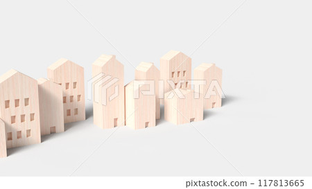 The wood building on white background for property concept 3d rendering. 117813665