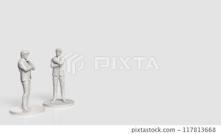 The two white Business man figure on white background  3d rendering. 117813668
