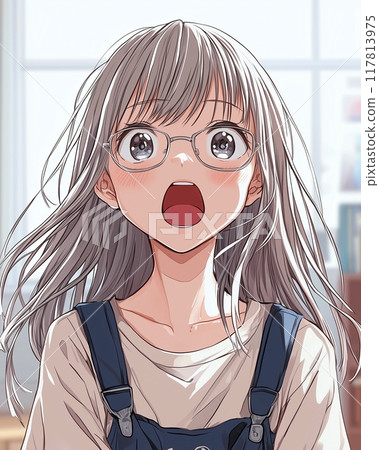 令人驚訝的女孩插畫“AI生成圖像” 117813975