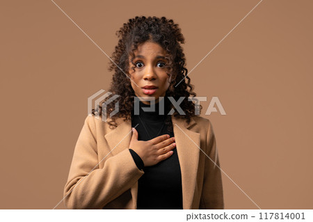 Compassionate Woman Heard Bad News. Teenager Lady Feeling Sorrow, Regret, Drama Compassionate Woman Heard Bad News. Teenager Lady Feeling Sorrow, Regret, Drama 117814001