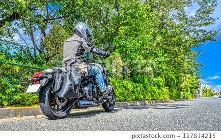Touring Kasuya, Setagaya Ward on a large American motorcycle Touring Kasuya, Setagaya Ward on a large American motorcycle 117814215