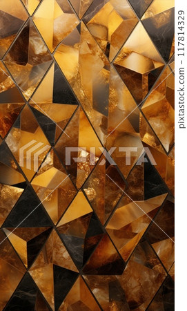 Triangles gold background. Polygonal surface. Futuristic Golden Design. Abstract wallpaper 117814329