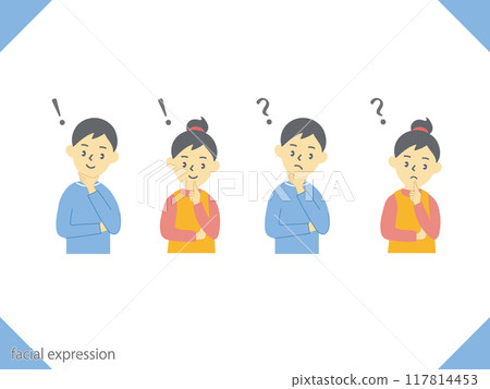 一個男人和一個女人的插圖，臉色銳利，臉色憤怒 117814453