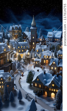 Street in a Christmas night in an old town 117814755