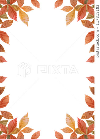 Autumn leaf frame, white background, transparent, vertical 117815182