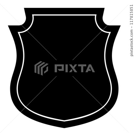 Black Shield frame Logo. Vector template Sign of Protection, Guard and Security. Insurance or Immunity Symbol. Empty icon design isolated on white background 117815851