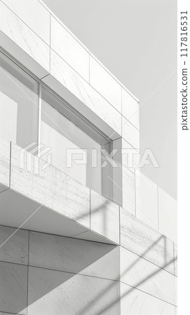 Modern Building Facade With Shadows 117816531