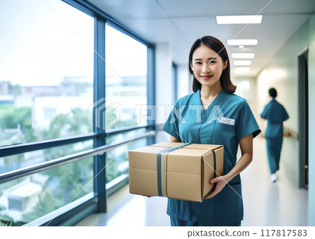 醫院裡拿著小鼓微笑的女人圖片素材 醫院裡拿著小鼓微笑的女人圖片素材 117817583