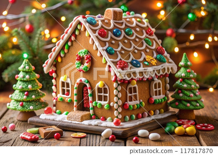 gingerbread house in the snow gingerbread house in the snow 117817870