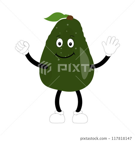 Cartoon avocados mascot characters, hand drawn doodle style cartoon character illustration icon design avocado cartoon 117818147